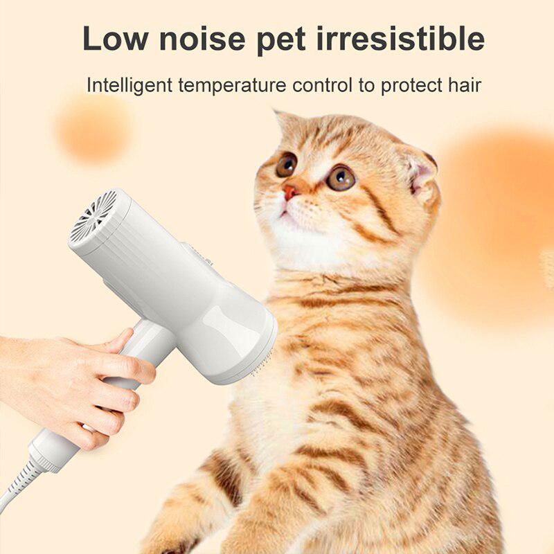 2-in-1 Pet Dog Hair Dryer Quiet with Slicker Brush | Portable and Professional Grooming Solution for Dogs, Cats & More