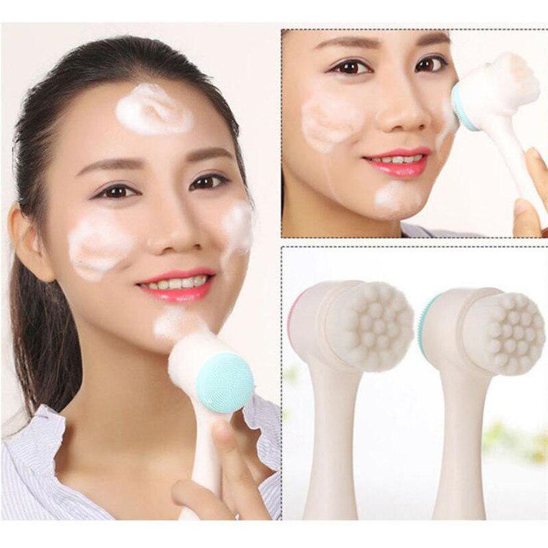 3D Face Cleaning Massage Brushes, Face Wash Product, Double Side Silicone Face Portable Cleansing Brush