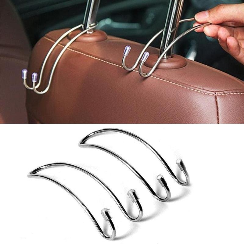 Car Seat Hook Headrest Stainless Steel Hanger for Handbag Shopping Bag Coat Storage Organizer Car Accessories, 2 pcs