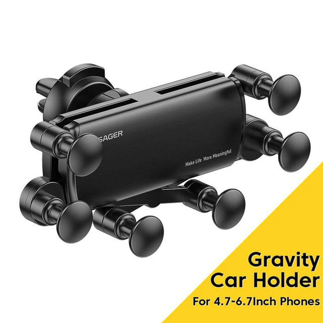 Essager Universal 6 Points Solid Fold Car Phone Holder - Secure and Convenient Gravity Car Holder for Phone | Air Vent Clip Mount Smartphone Holde