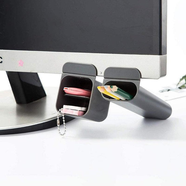 Pasteable PC Screen Pen Holder | Desktop Storage Boxes for Desk | Office & School Stationery Organizer