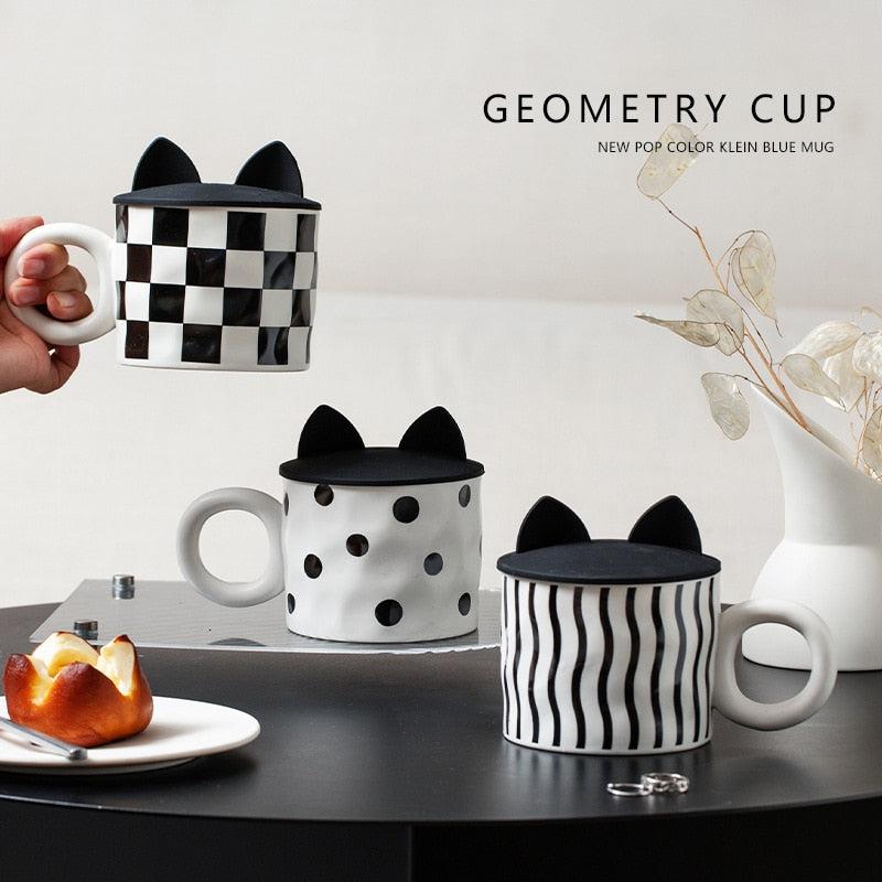 Ceramic Checkerboard Mug | Splash Ink Design for Home and Office, Creative INS Coffee Cup