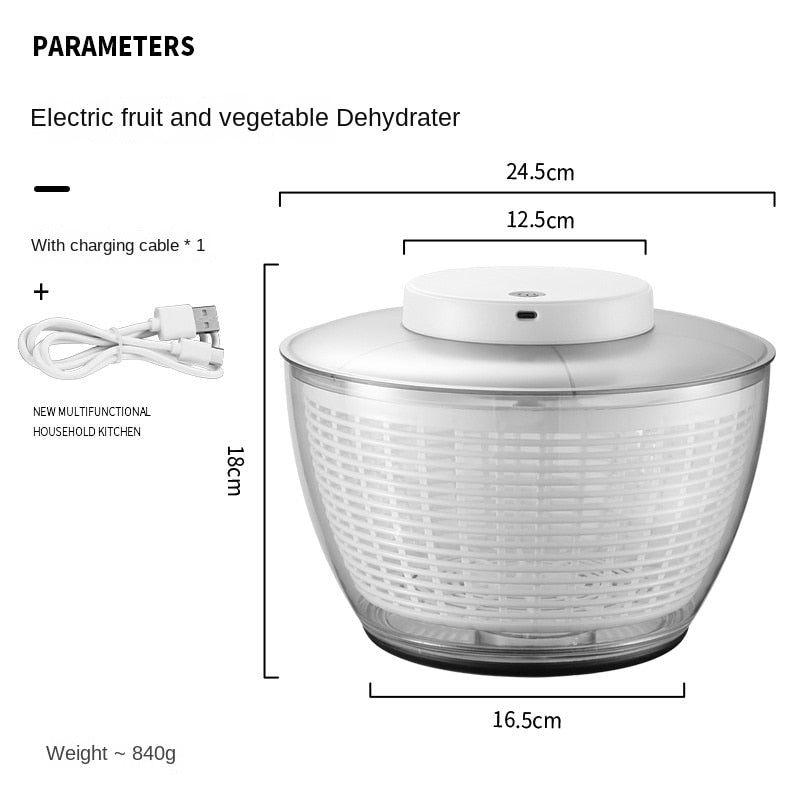 Vegetable Dehydrator Electric Quick Cleaning Dryer | Fruit and Vegetable Dry and Wet Separation | Draining Salad Spinner | Home Gadget