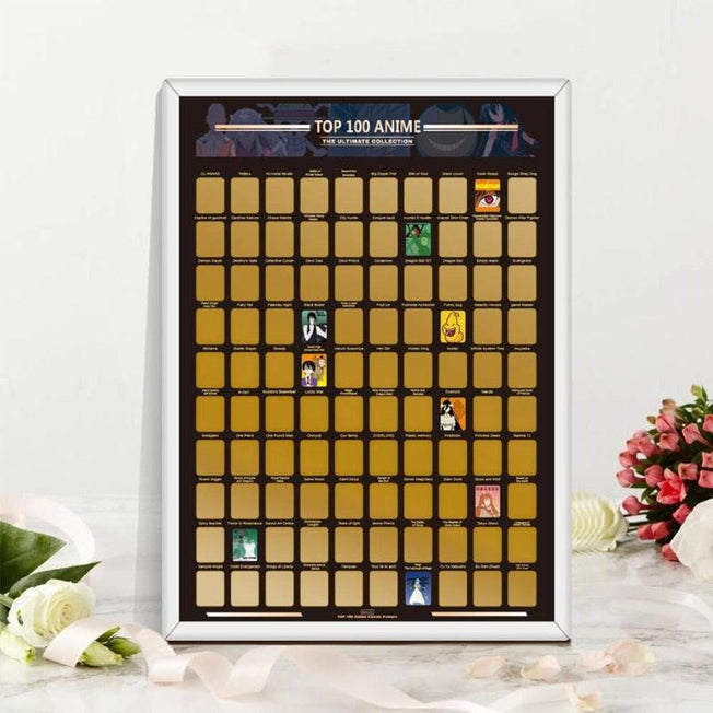 Top 100 Anime Collection Scratch Off Poster | Embark on an Interactive Board Game Experience with High-Quality Design – Uncover the Best Anime Series, Ideal for Anime Enthusiasts, Group Fun & Wall Art Decoration