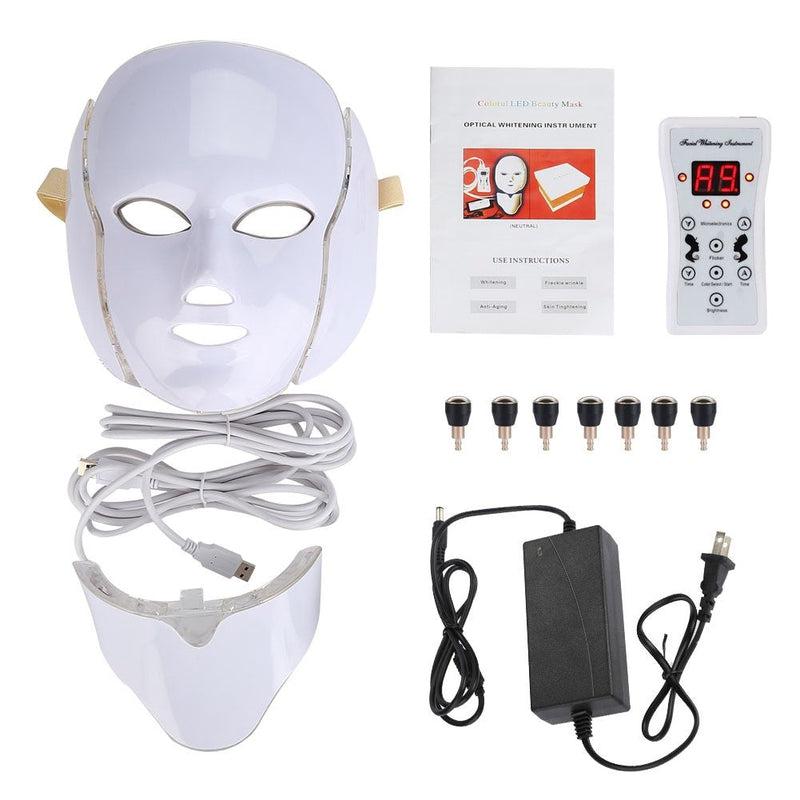 UKLISS Photon Skin Rejuvenation Face & Neck Mask | LED Photon Red Blue Green Therapy 7 Color Light Treatment | Anti Aging, Spot Removal, Wrinkles, Whitening | Facial Skin Care Mask