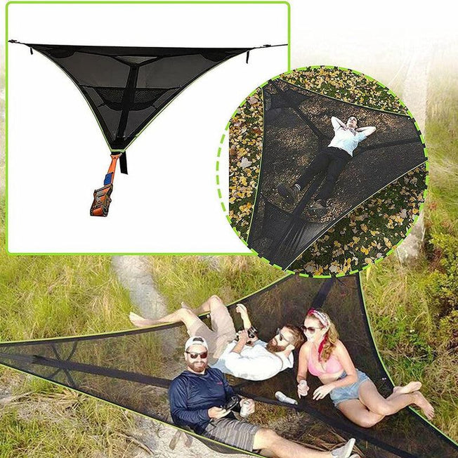 Aerial Triangle Hammock | Multi-Occupant Portable Mat for Easy Outdoor Camping & Rest Hammock