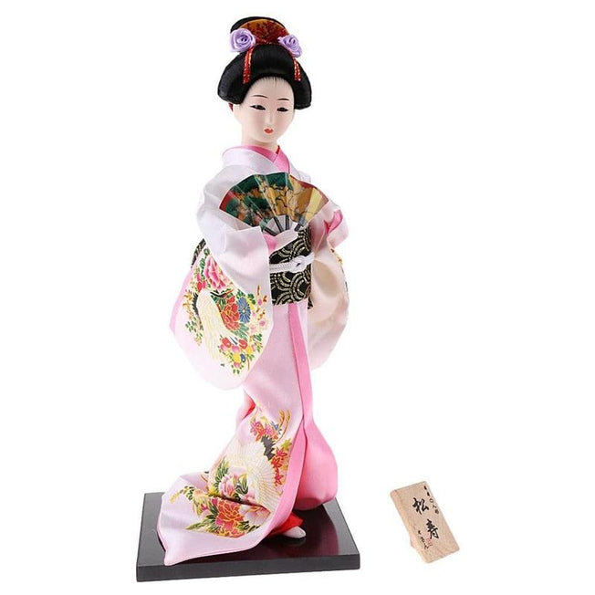 Adorable Geisha Girl with Fan Figurine | Artful Collectible Gift