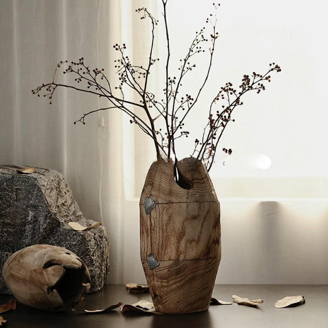 Vintage Minimalist Wooden Design Vases | Natural Home Decor & Flower Arrangements