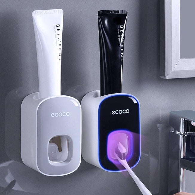 Automatic Toothpaste Dispenser and Toothbrush Holder Set | Hands-Free Dispensing | Dust-proof Toothbrush Holder | Easy Installation
