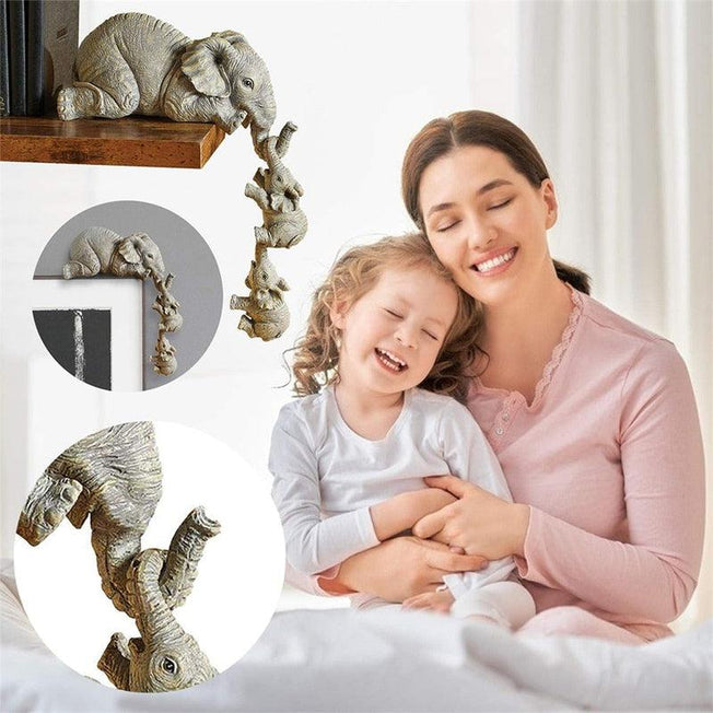 Charming Elephant Family Figurines Set | Adorable Mother & Baby Elephant Sculptures | Perfect Gift & Lucky Charm for Stylish Living Spaces