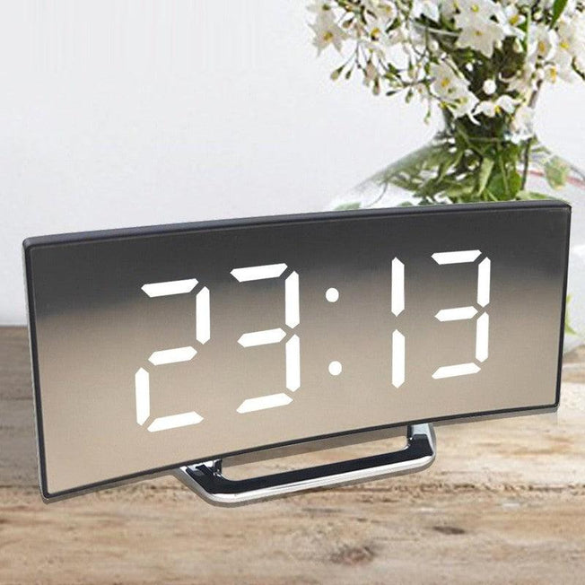 Curved Screen LED Alarm Clock | Sleek Design with Temperature Display & Snooze Function