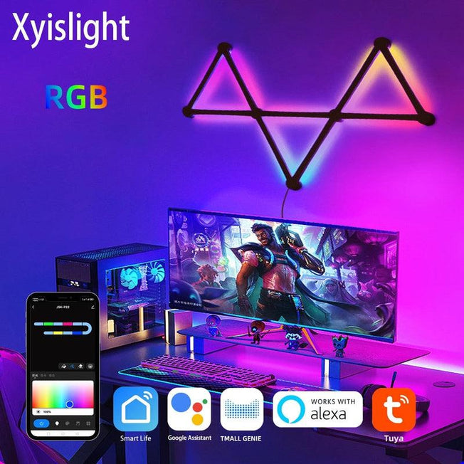 WiFi LED Wall Lights - Smart Music Sync Rhythm RGB Atmosphere Light for Gaming Room and Home Wall Decor