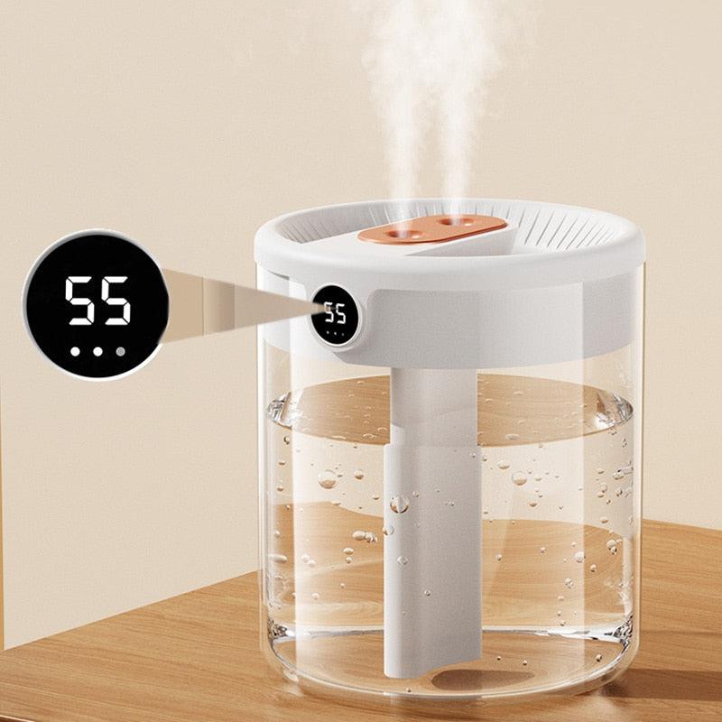 2L Double Nozzle Air Humidifier with LCD Humidity Display and Aroma Essential Oil Diffuser for Home