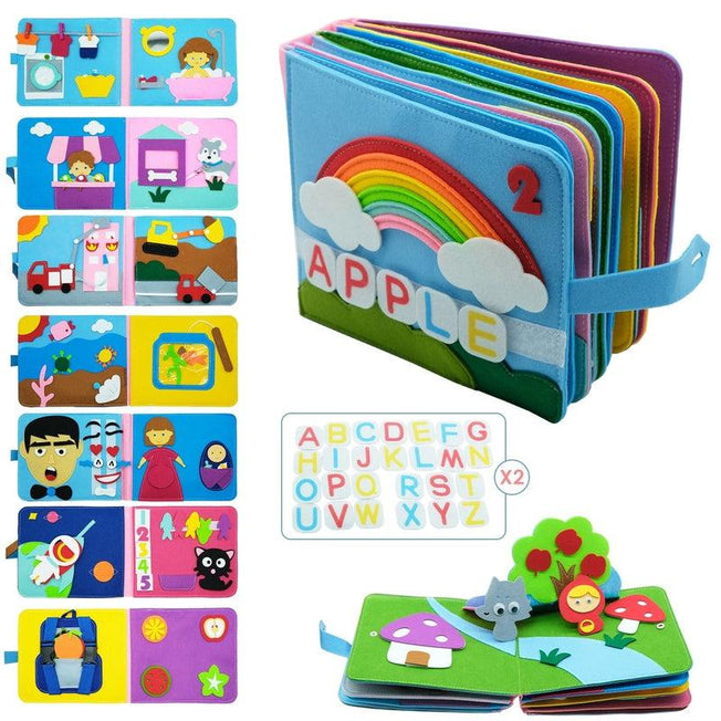 Washable Montessori Toddlers Busy Board - 3D Baby Story Cloth Book for Early Learning
