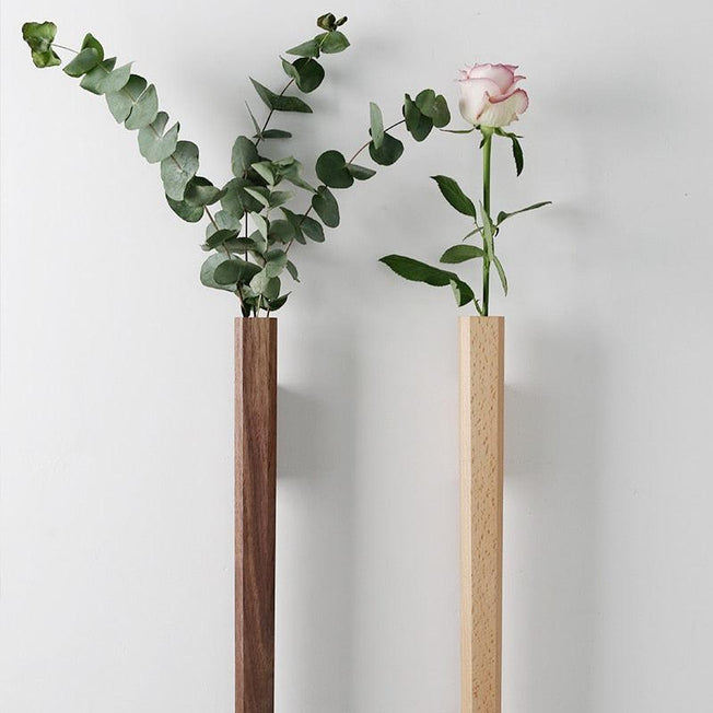Contemporary Wooden Wall Vase | Hydroponic Plant Display