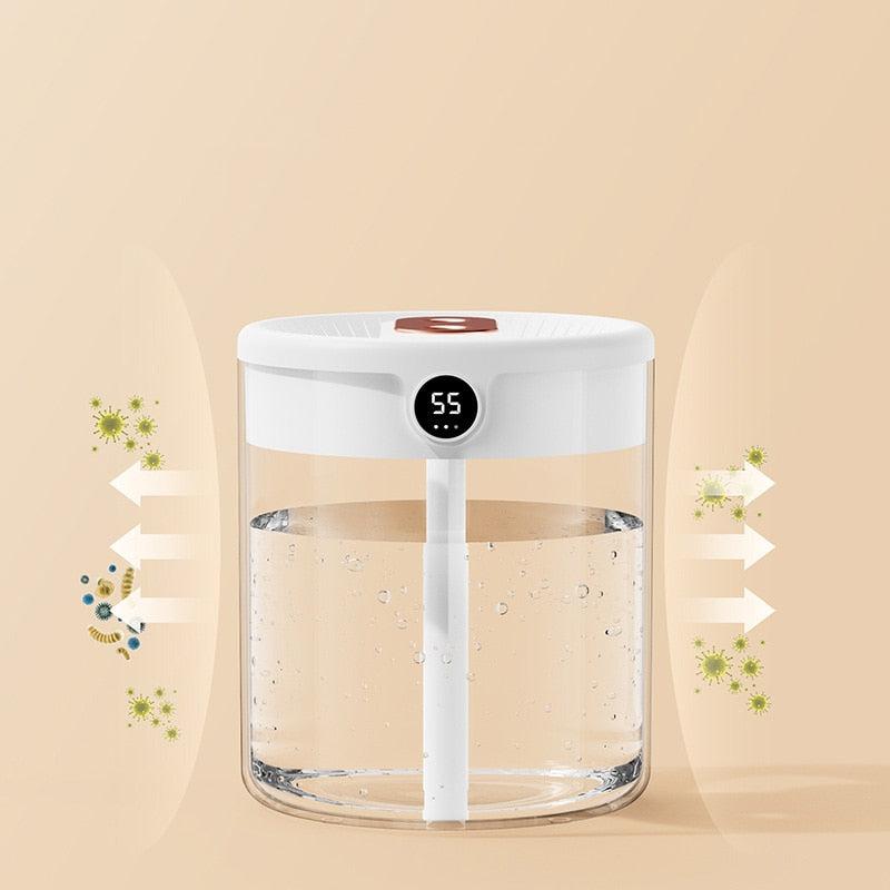 2L Double Nozzle Air Humidifier with LCD Humidity Display and Aroma Essential Oil Diffuser for Home
