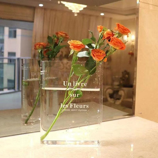 Book Shaped Vase for Floral Arrangements | Versatile Home Decor | Transparent & Durable Bookshelf Decor