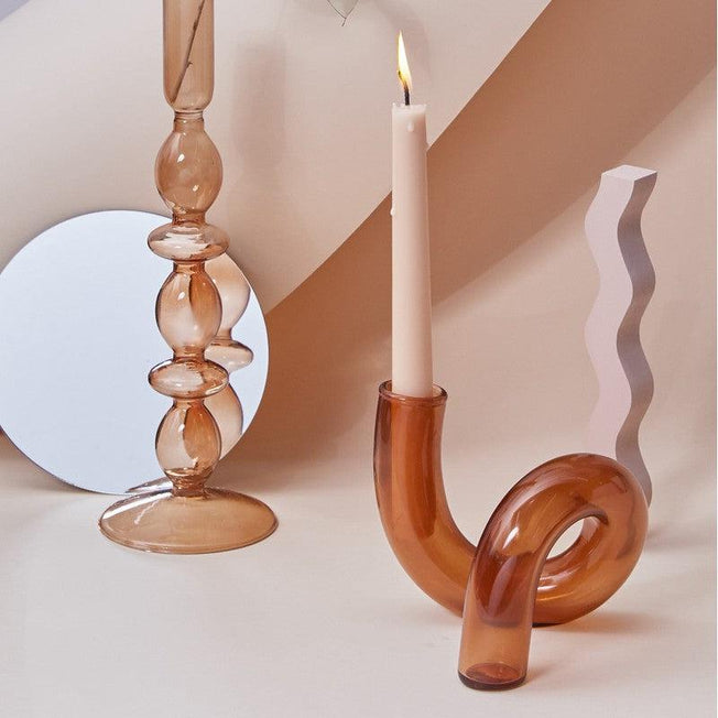 Elegant Glass Candlestick Holders | Enhance Your Table Decor with Stunning Taper Candle Centerpieces