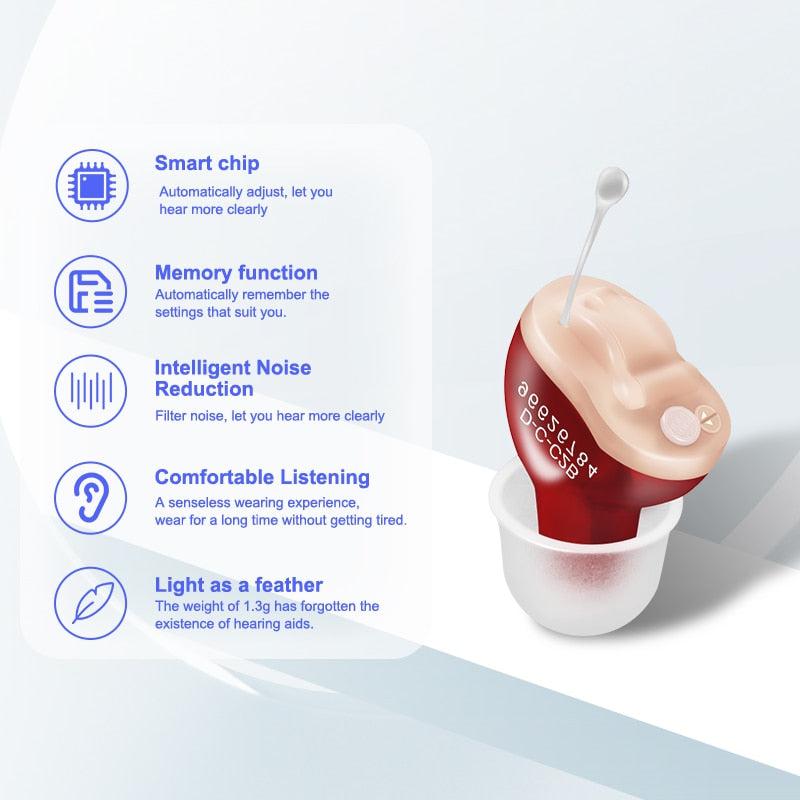 Jardin Hearing Aids | Adjustable Micro Wireless Mini Size Invisible Hearing Aid for Weakened Hearing Elderly | Intelligent Noise Reduction, Wind Suppression & More