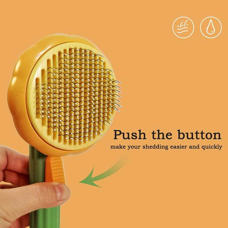 Pumpkin Self-Cleaning Slicker Brush for Dogs & Cats | Effective Pet Grooming and Cleaning Tool | Dog and Cat Accessories