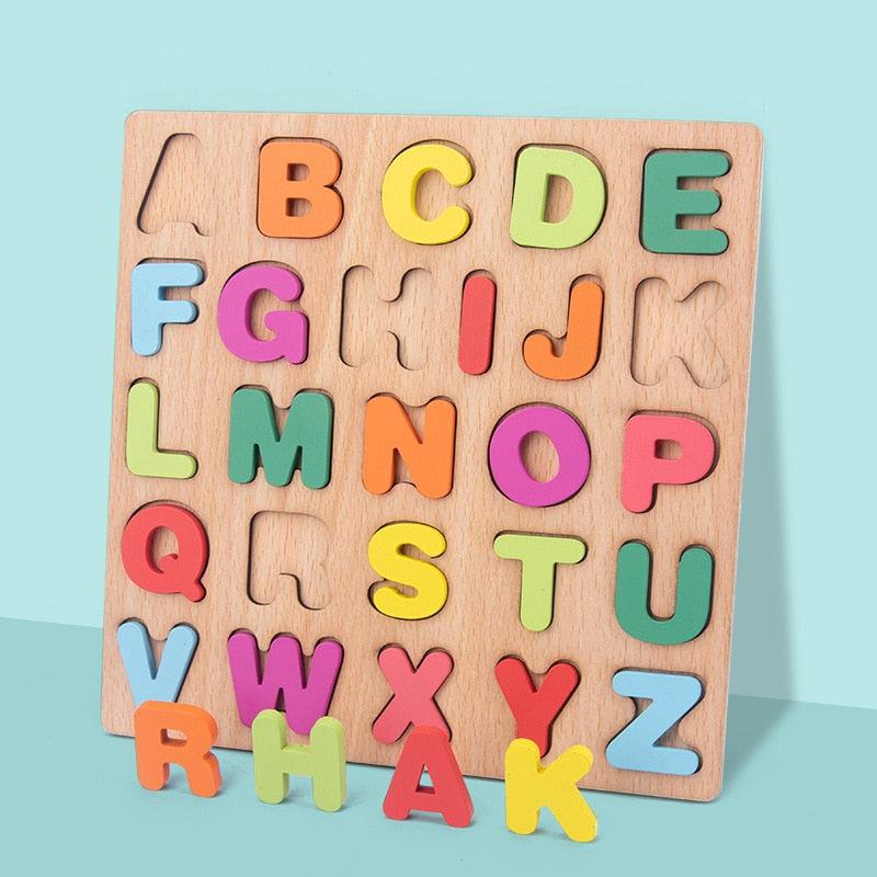 Educational Wooden Puzzle Montessori Toys for Toddlers | Alphabet, Numbers & Shapes Matching Games for Early Learning