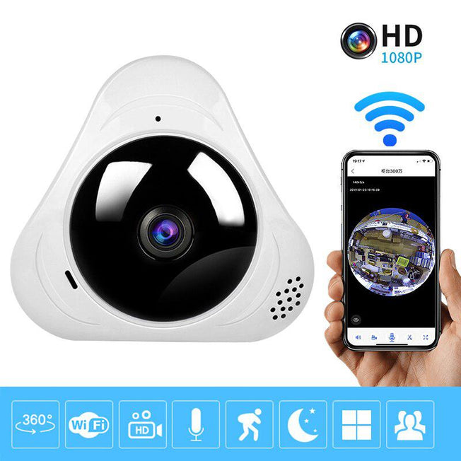360 Degree Wifi Panoramic Cameras - Full HD 1080P, Smart Home Security with Night Vision, Fisheye IP CCTV Surveillance