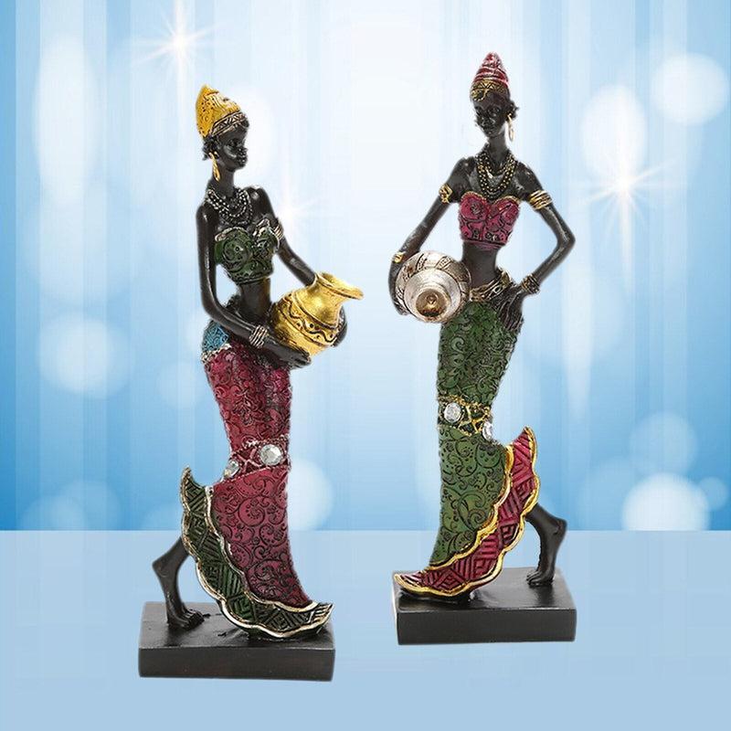 African Dancing Women Miniatures Figures Tribal Lady Statue Sculpture Collectible Art Home Decoration For Office TV Cabinet