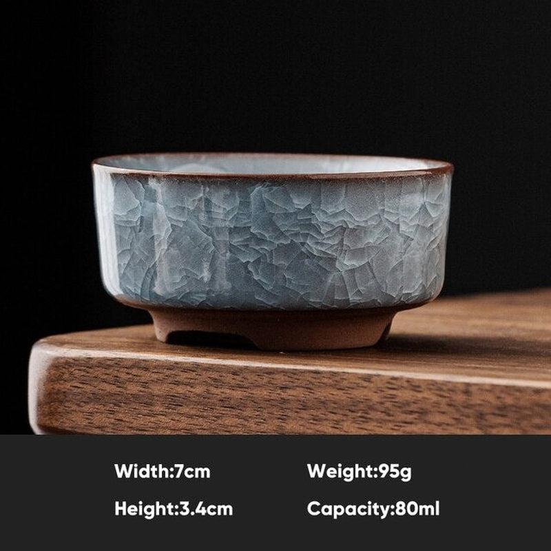 Ice Crackle Ceramic & Porcelain Tea Cups | Vintage Celadon Kung Fu Teacups | Household Cups