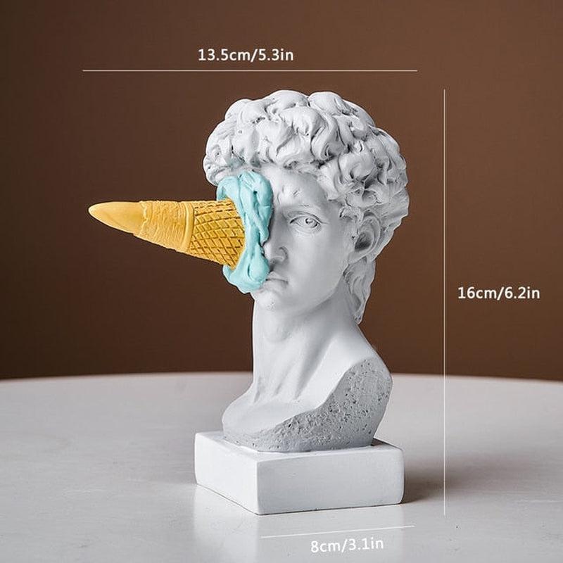 Modern Urban Nordic 'Ice Cream in David's Face' Figurine | Home Decor Sculpture for Office, Bookshelf & Desktop