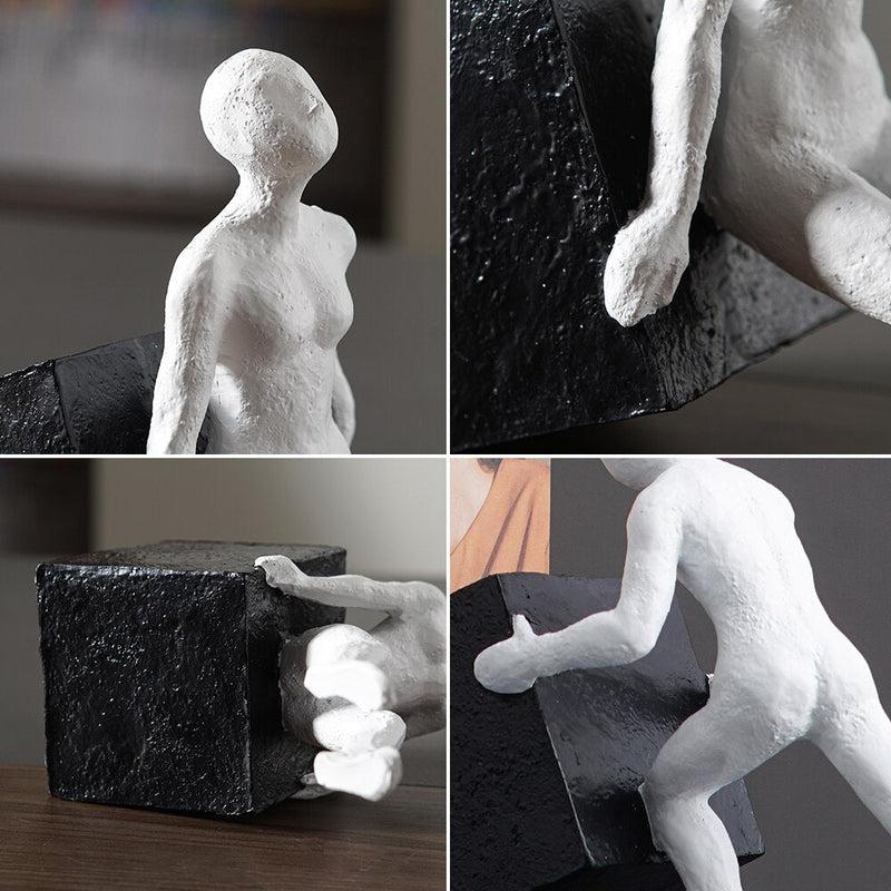 Modern Art Figure Sokoban Book End | Creative Resin Figurine Ornament for Home Decoration | Living Room and Bedroom Desktop Accessory | Unique Gift