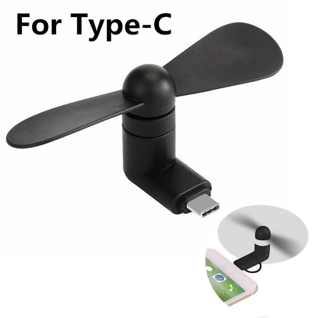 Portable Mini Micro USB Fan - 5V 1W | Mobile Phone USB Gadget | Type-C (USB-C) Compatible | Stay Cool Anywhere