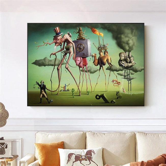 Salvador Dali's 'The American Dream' Canvas Reproduction - Captivating Surrealism Art | Home Surrealistic Decoration