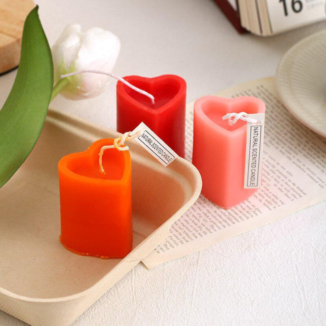 Colorful Heart-Shaped Candles | Decorative Household Aromatherapy Luxury Fragrance Candles Made of Soy Wax