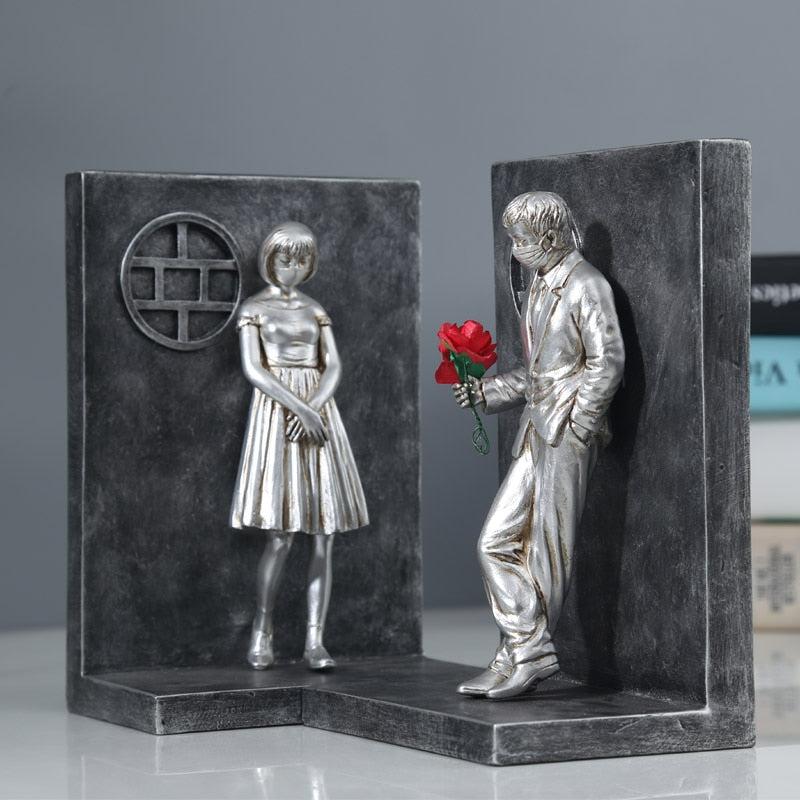 Banksy Inspired Figures Sculpture Bookends | Unique & Creative Home Decoration Accessories for Stylish Bookshelves