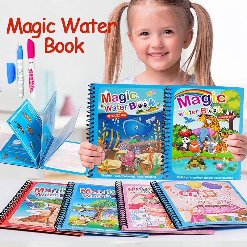 Kids Montessori Toys - Reusable Coloring Book with Magic Water Drawing