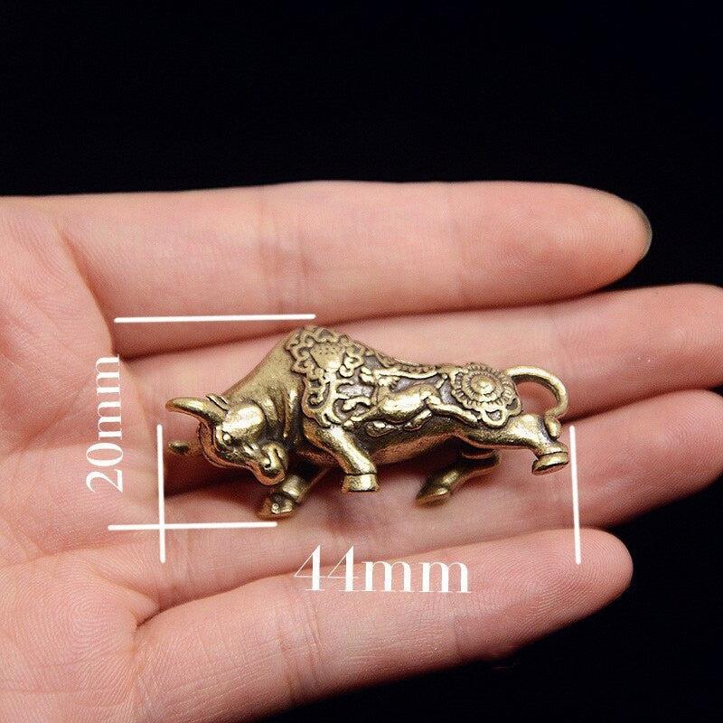 Lucky Bullfighting Statue | Brass Animal Miniature Figurine for Wealth & Office Desk Decor
