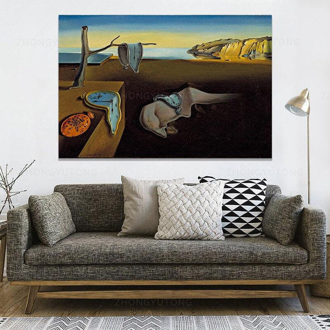 Salvador Dali The Persistence Of Memory Clocks Surreal Oil Painting Canvas Poster Print Cuadros Wall Art Picture For Living Room
