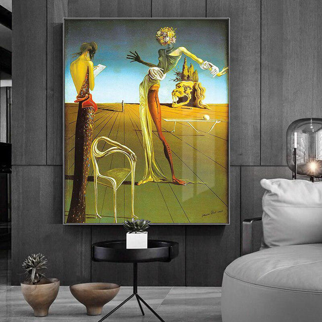 Salvador Dali Surrealism Rose Lady Painting Canvas Print - Imaginative Wall Art Poster for Living Room Home Decor