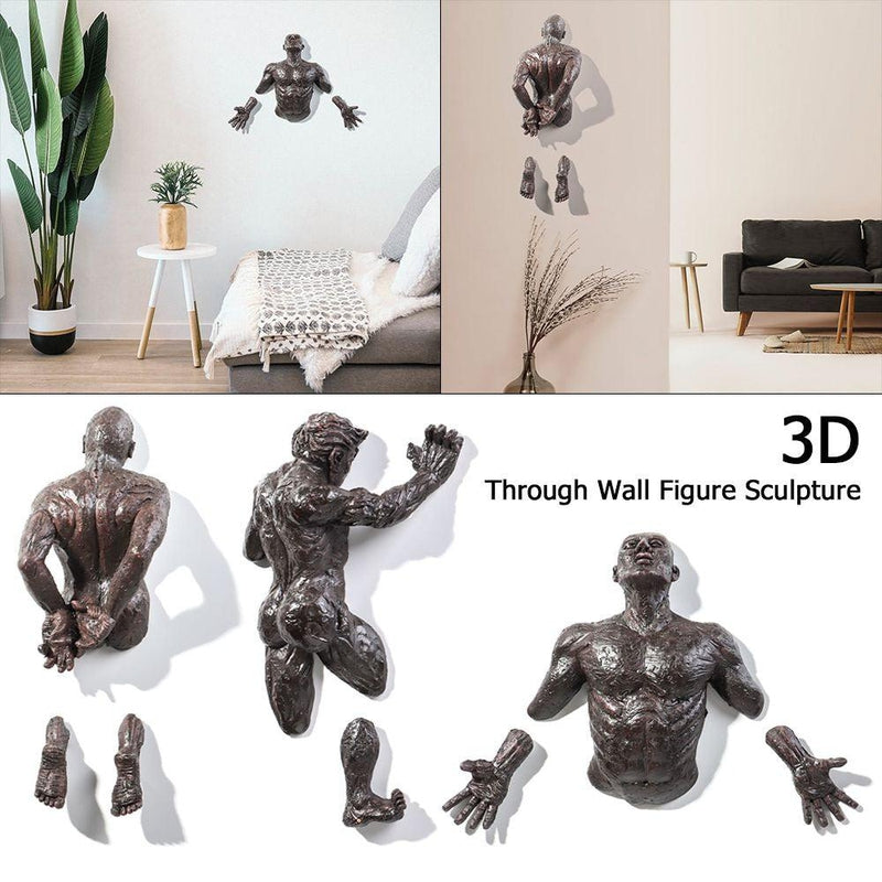 Wall Decor Abstract Character | Resin Rock Climbing Man Statue | Background Through Wall 3D Art