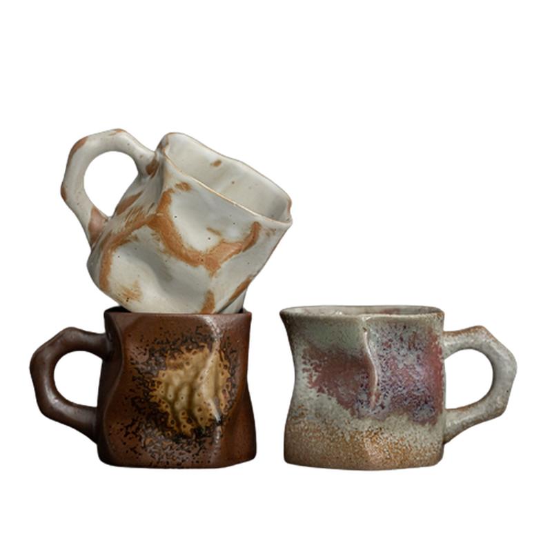 Vintage Clay Ceramic Coffee Mug - Handmade Stoneware Water Cup with Gradient Glaze - Creative and Unique Coffee Cups