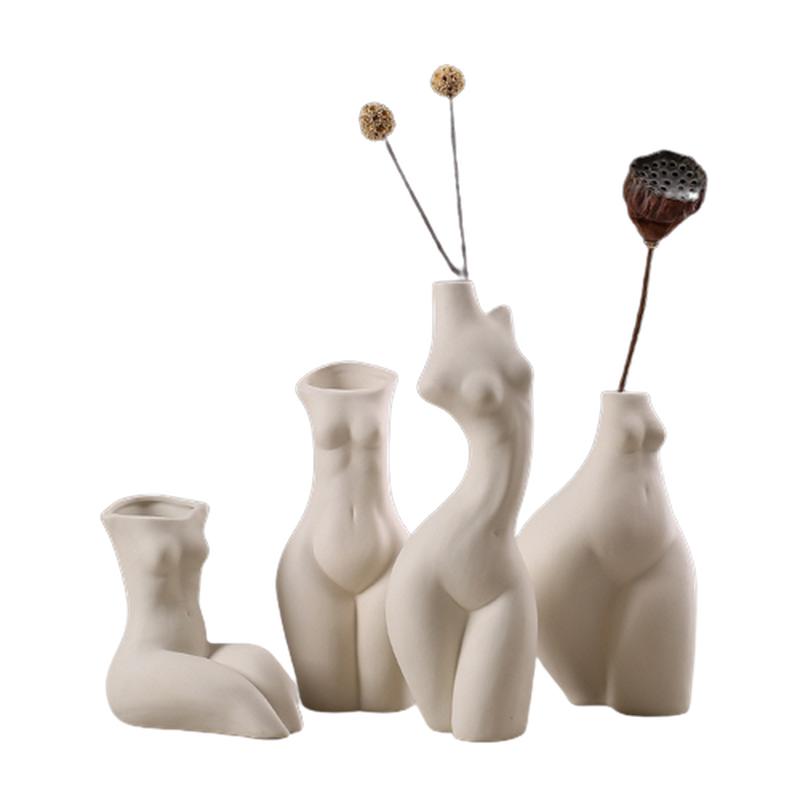 Elegant Abstract Female Figure Ceramic Vases | Modern Art for Home Decoration