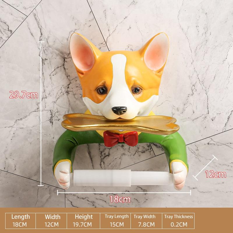 Animal Figurines Toilet Paper Holder | Distinctive Bathroom Decoration with Wall Mount, Resin Sculptures
