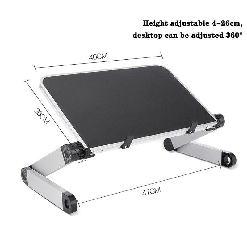 Ergonomic Aluminum Laptop Stand | Adjustable Lapdesk for TV, Bed, Sofa, PC, Notebook – Portable Desk Stand with Integrated Mouse Pad