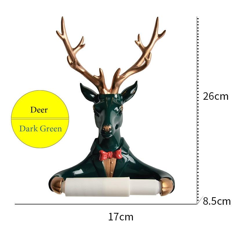 Animal Figurines Toilet Paper Holder | Distinctive Bathroom Decoration with Wall Mount, Resin Sculptures