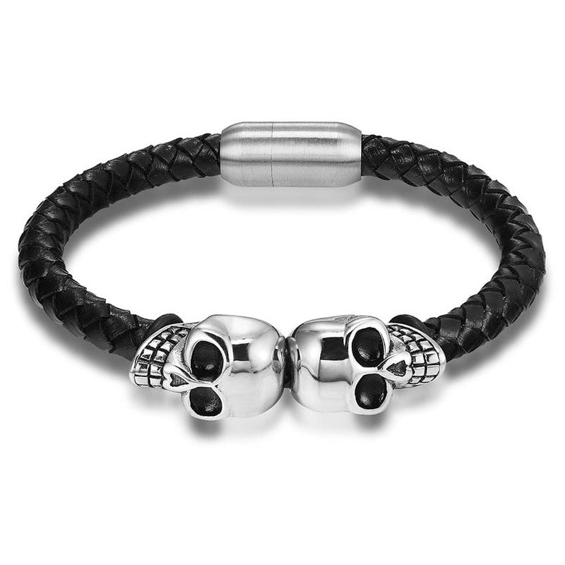 Fashion Genuine Leather Punk Skull Men's Bracelet | Stylish & Durable Jewelry Accessory