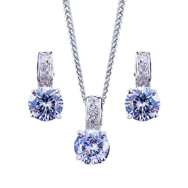 Emmaya Zircon Jewelry Ensemble - Sparkling Earrings & Pendant Set, Ideal for Bridal Gifts & Celebrations