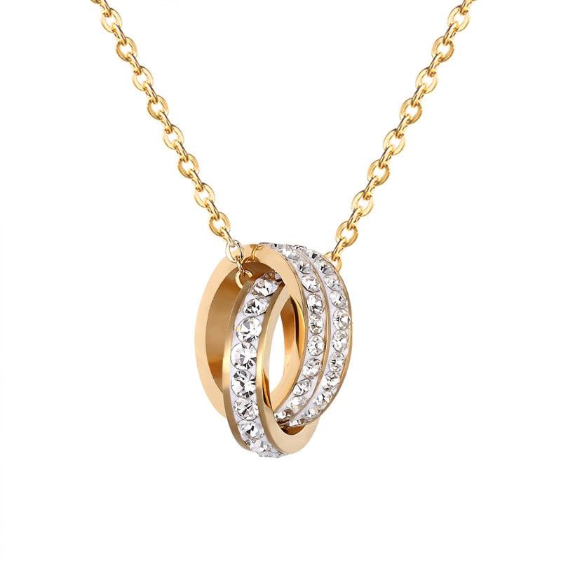 Zircon Pendant Necklace in Titanium Steel | Captivating Gold Jewelry for Women, Ideal Love Gift