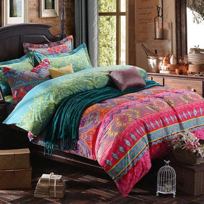 Ethnic Style Bohemian Comforter Bedding Sets | Mandala Duvet Cover Set with Pillowcase | Multiple Sizes Available