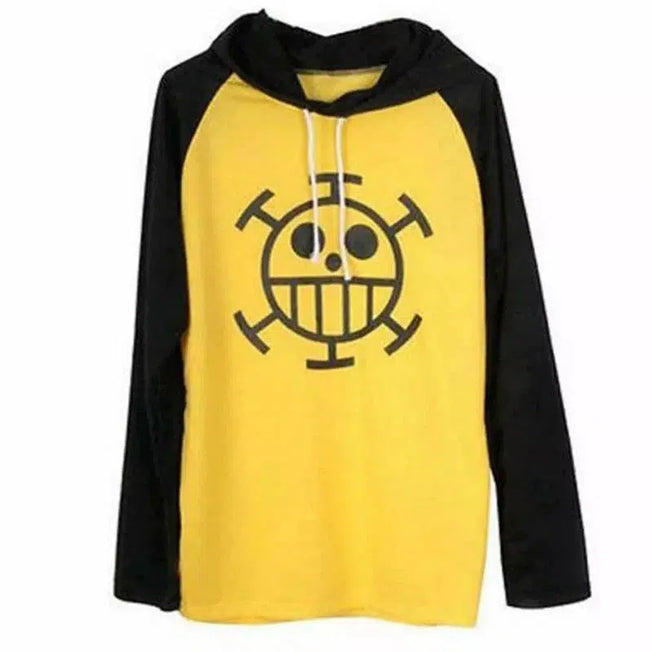 Trafalgar Law Anime Yellow T-Shirt Cosplay Costume: Embrace the style of Trafalgar Law with this long sleeve hoodie jacket