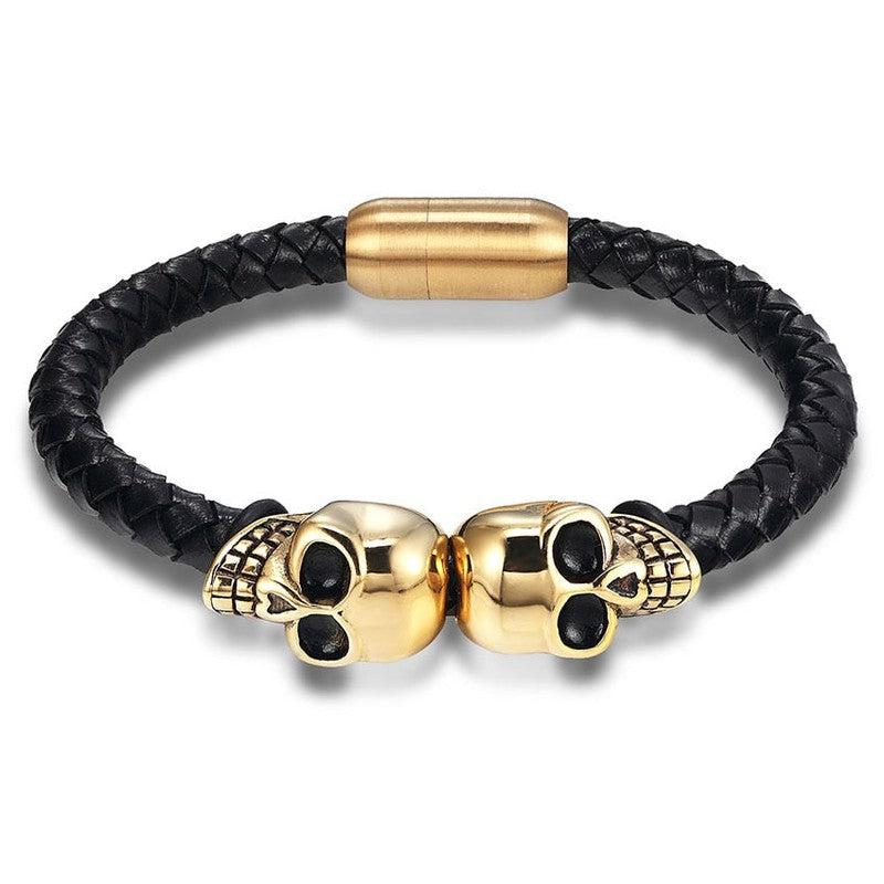 Fashion Genuine Leather Punk Skull Men's Bracelet | Stylish & Durable Jewelry Accessory